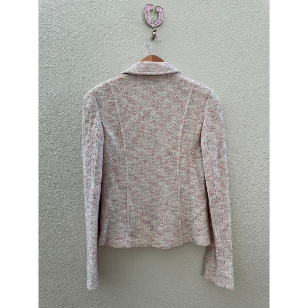 EUC St. John Collection Cream Pink Knit Tweed Zip Front Blazer - Picture 4 of 5